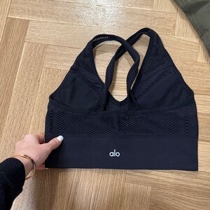 ALO Yoga Black Seamless Strappy Sports Bra